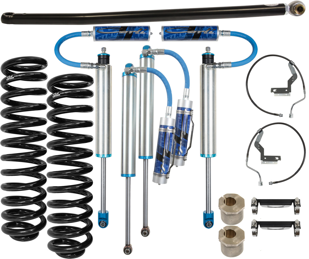 Pintop System - Our most popular system, the Pintop kit boasts 2.5″, Remote Reservoir King Shocks. Designed and tuned in house for the customer looking for substantial on-road and off-road performance improvement. Customers can expect more control and bottom-out resistance than the Back-Country.
